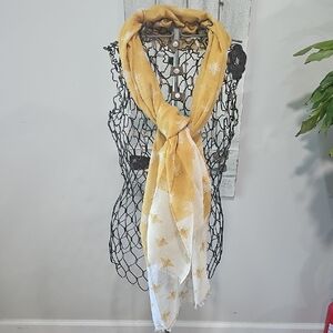 Yellow and White Bee Pattern Scarf